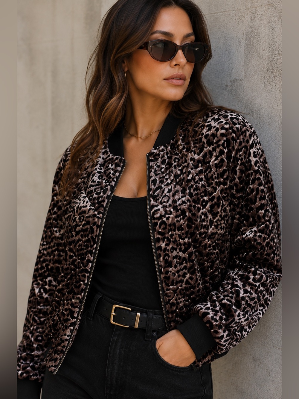 Johnny Was Velvet Leopard Print Quilted Bomber Jacket